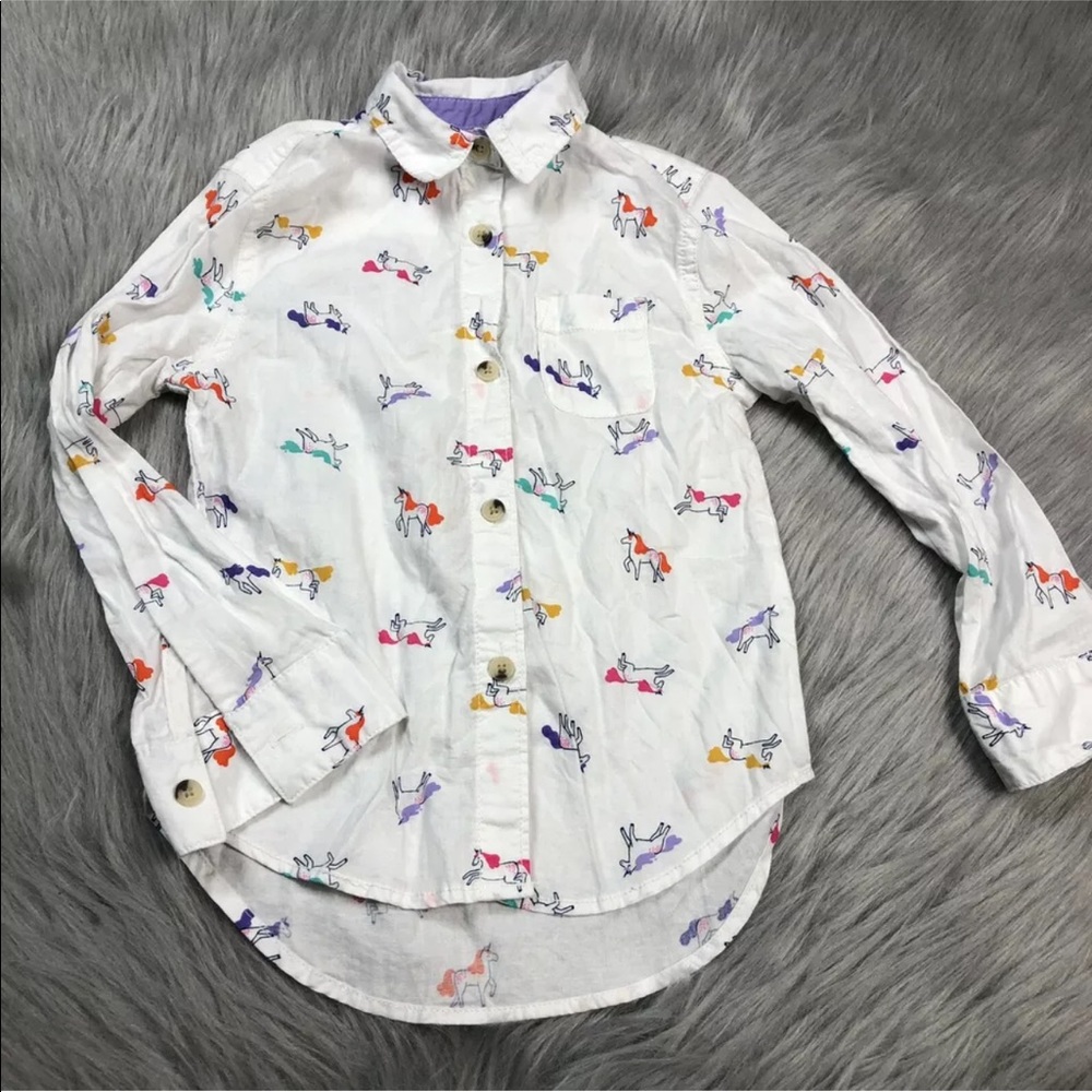 Cat Jack XS 4-5 White Unicorn Button Up Shirt